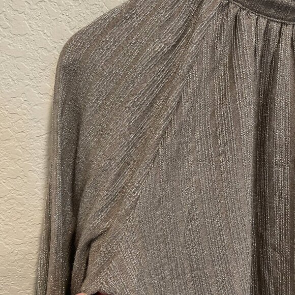 Altar'd State Gold Beige High Neck Blouse Small - Picture 2 of 8